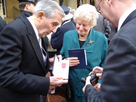 Lion David Saunders with Enid and his MBE, 2007