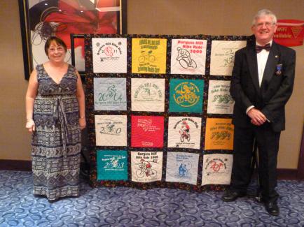 Terri and Malcolm Stephens with the Burgess Hill Bike Ride Quilt
